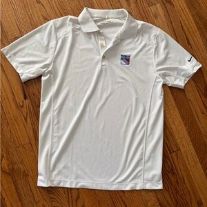Nike White Performance NY Rangers Polo Shirt with Classic Design